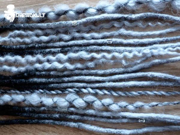Synthetic dreads single-end 14 pcs. (black-bluegrey)